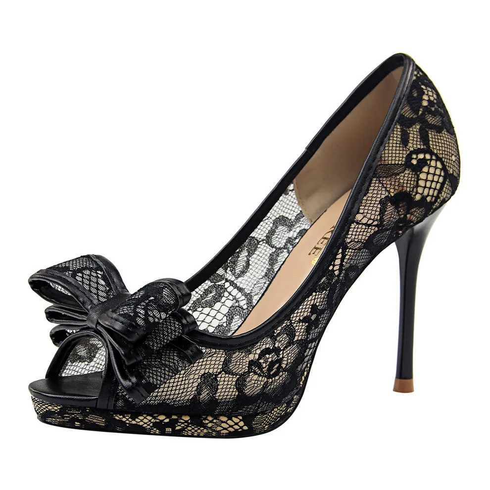 Women's High Heels Sexy Peep Toe Lace Party Shoes 9.5CM Crystal Hollow Platform Bowtie Pumps Plus Size Female Elegant St
Women's High Heels Sexy Peep Toe Lace Party Shoes 9.5CM Crystal Hollow Platform Bowtie Pumps Plus Size Female Elegant St