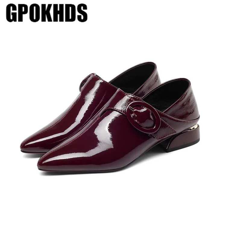 Женские туфли лодочки из мягкой бычьей кожи GPOKHDS в римском стиле на низком