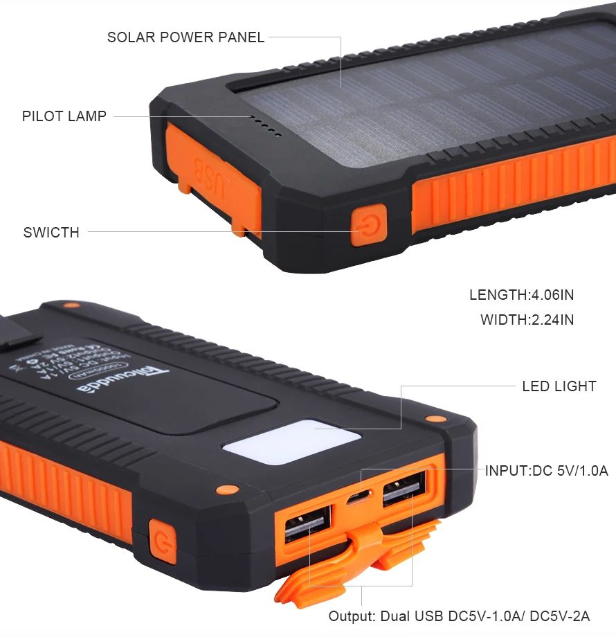 Waterproof 10000mAh Solar Power Bank External Battery Portable Solar Charger 2 USB Power Bank With LED Light For Xiaomi iphone
Waterproof 10000mAh Solar Power Bank External Battery Portable Solar Charger 2 USB Power Bank With LED Light For Xiaomi iphone