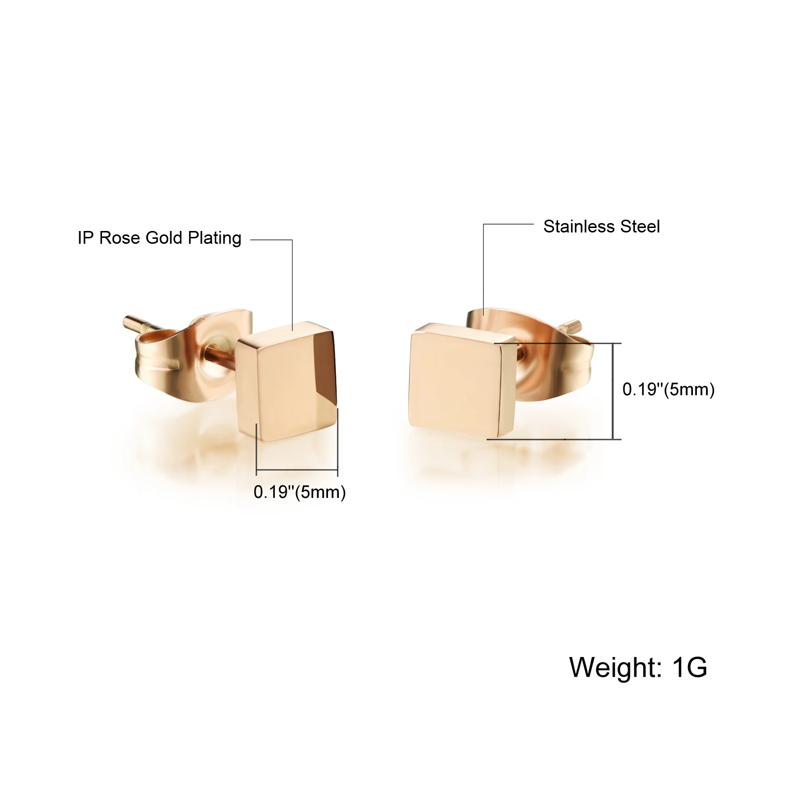 Simple Small Square Design Stud Earrings For Woman Casual Rose Gold color Stainless Steel Women Fashion Jewelry
Simple Small Square Design Stud Earrings For Woman Casual Rose Gold color Stainless Steel Women Fashion Jewelry