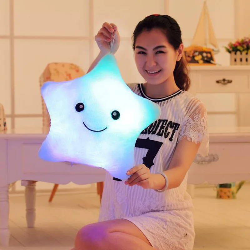 Hot Creative Light Up LED Star Luminous Pillow Children Stuffed Animals Plush Toy Colorful Glowing Christmas Gift for Kids | Игрушки и