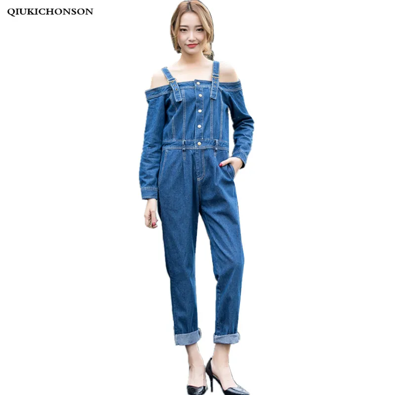 Off Shoulder Jeans Jumpsuit Women Spring Autumn Korean Fashion Slim Long Sleeve Denim Overalls Casual Harem Jumpsuits salopette
Off Shoulder Jeans Jumpsuit Women Spring Autumn Korean Fashion Slim Long Sleeve Denim Overalls Casual Harem Jumpsuits salopette