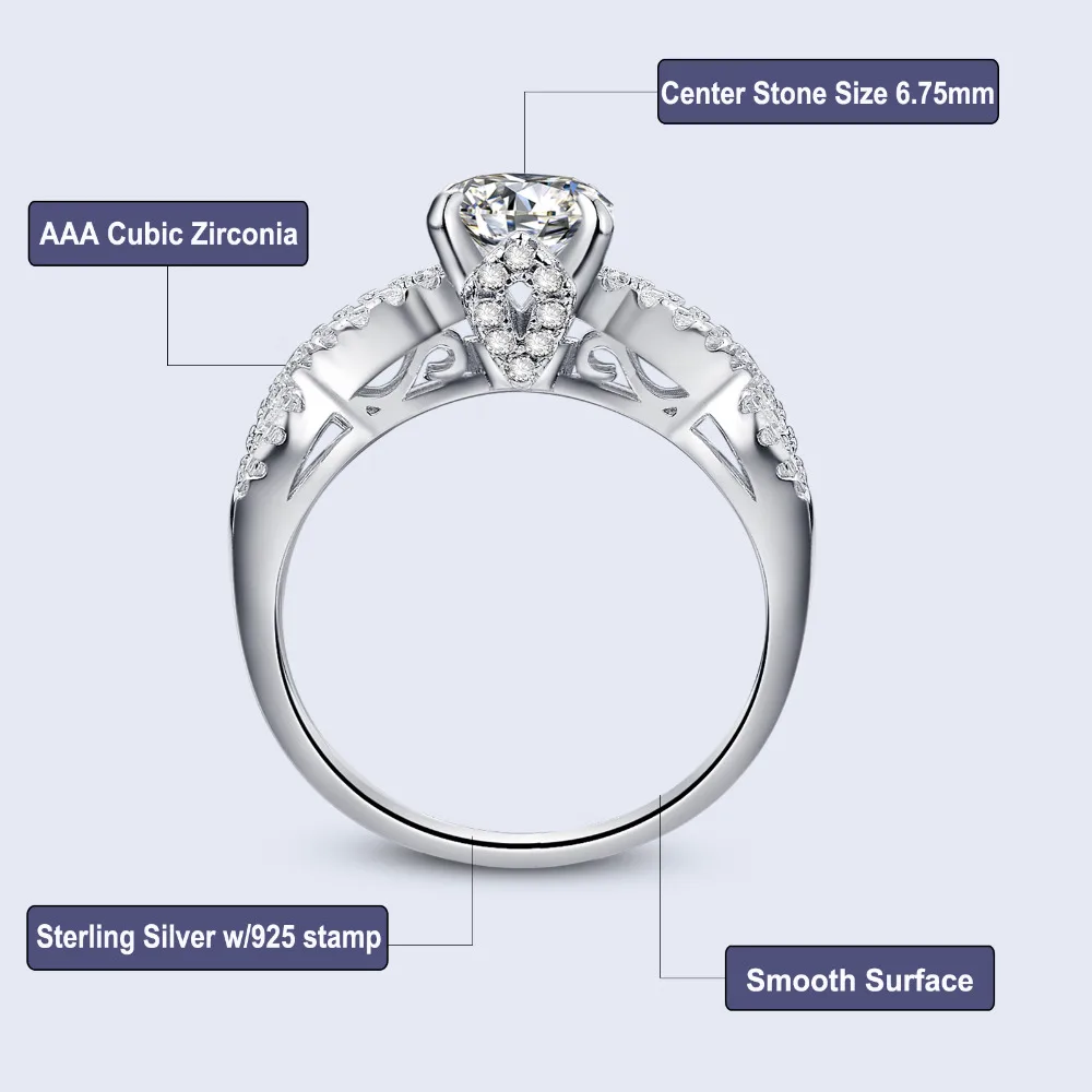 Newshe 925 Sterling Silver 2 Pcs Wedding Rings Bridal Sets 2 Carats AAA CZ Engagement Band Classic Design Jewelry For Women
Newshe 925 Sterling Silver 2 Pcs Wedding Rings Bridal Sets 2 Carats AAA CZ Engagement Band Classic Design Jewelry For Women