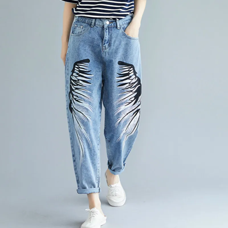 THHONE Mom Jeans Women Denim Pants High Waist Casual Trousers Plus Size Loose Fashion Print Jeans Pants Harem Mujer Female
THHONE Mom Jeans Women Denim Pants High Waist Casual Trousers Plus Size Loose Fashion Print Jeans Pants Harem Mujer Female