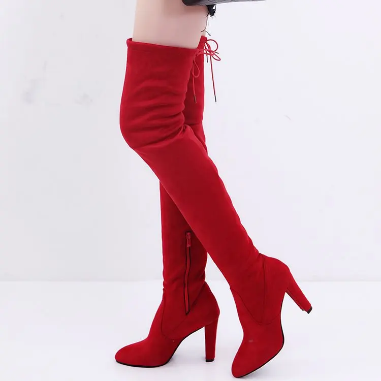 Aike Asia New Over The Knee Boots Women Shoes Winter Stretch Keep Warm High Heels Long ShoesElastic Band | Обувь