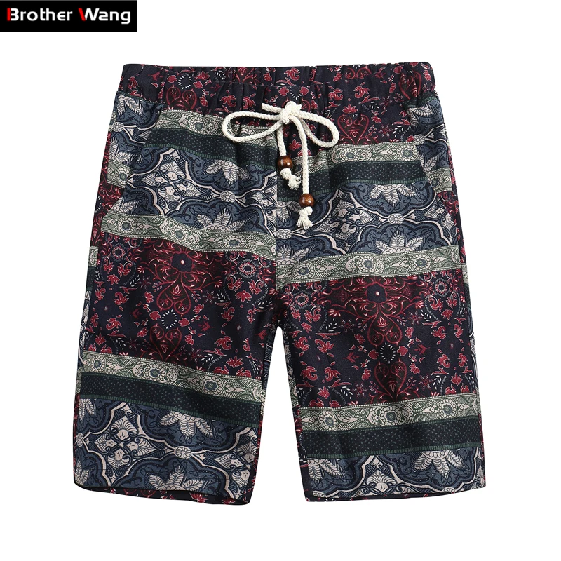 Мужские шорты бермуды Brother Wang повседневные свободные прямые пляжные с цветочным