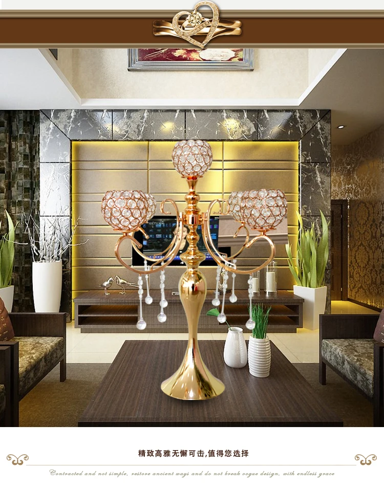 65cm height 5-arms metal Gold candelabras with pendants sumptuous wedding table candle holder home decoration 10 pcs/lot
65cm height 5-arms metal Gold candelabras with pendants sumptuous wedding table candle holder home decoration 10 pcs/lot