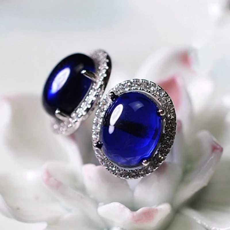 Retro royal palace 925 Sterling silver Vintage blue stud earrings female Blue corundum Natural semi-precious stones genuine
Retro royal palace 925 Sterling silver Vintage blue stud earrings female Blue corundum Natural semi-precious stones genuine
