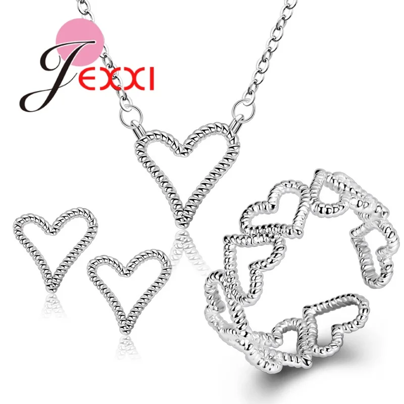 Top Quality Fashion Heart Shape Jewelry Set For Women 925 Sterling Silver Accessories Pendant Necklace Earrings Finger Rings
Top Quality Fashion Heart Shape Jewelry Set For Women 925 Sterling Silver Accessories Pendant Necklace Earrings Finger Rings