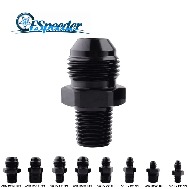 ESPEEDER Aluminum AN12 Male To 1/2'' NPT AN10 TO 3/4" NPT AN8 TO 1/4" Straight Flare Pipe Thread Fittings Adaptor Hose Adapter
ESPEEDER Aluminum AN12 Male To 1/2'' NPT AN10 TO 3/4" NPT AN8 TO 1/4" Straight Flare Pipe Thread Fittings Adaptor Hose Adapter