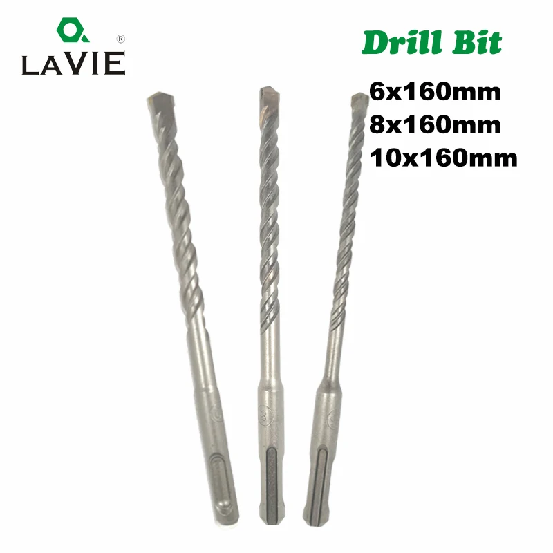 

LA VIE 3pc/Lot 6/8/10mm SDS Plus Electric Hammer Drill Bits S2 S4 160mm Tungsten Carbide Flat Cross Tip Concrete Masonry Cutter