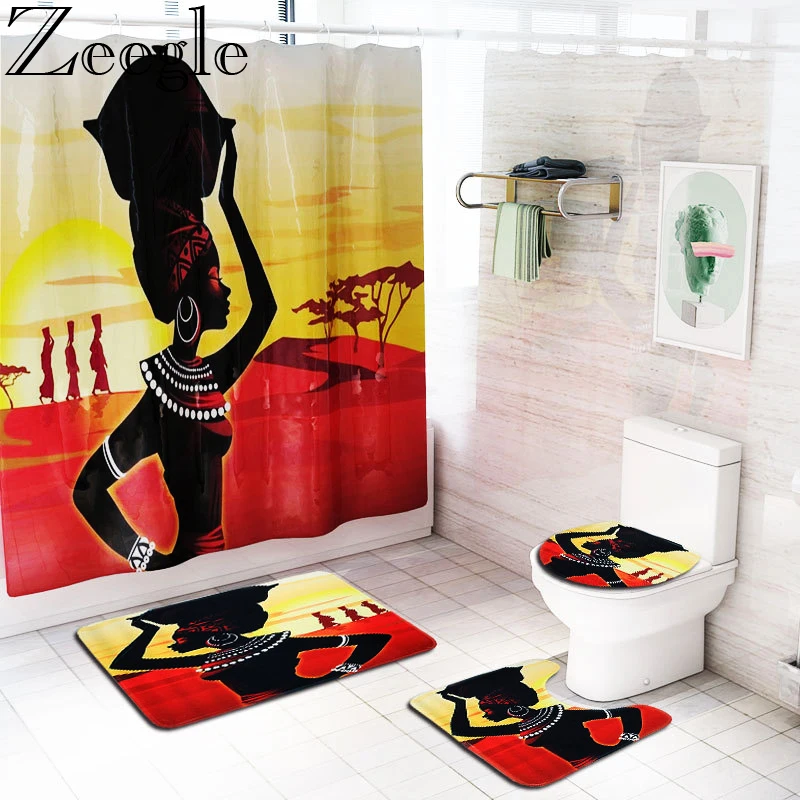Набор женских ковриков для ванной Zeegle из полиэстера Нескользящие Коврики