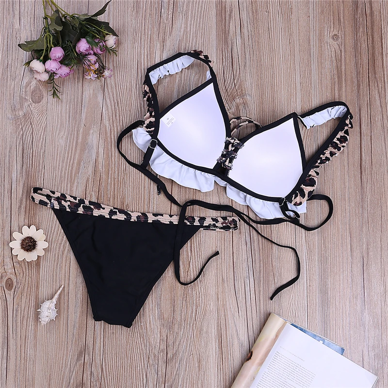 Sexy Women Swimwear Print Bikini Push-Up Padded Bra Tops Thong Bottoms Leopard Ruffle Swimsuit
Sexy Women Swimwear Print Bikini Push-Up Padded Bra Tops Thong Bottoms Leopard Ruffle Swimsuit