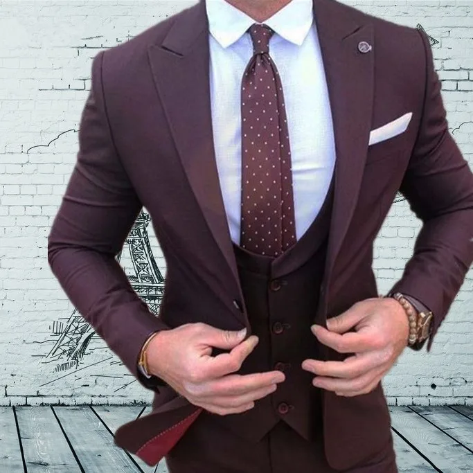 New Style Burgundy Groom Tuxedos Three Pieces Wedding Suits Groomsmen Wear Best Man Formal Business Suit (Jacket+Pants+vest)
New Style Burgundy Groom Tuxedos Three Pieces Wedding Suits Groomsmen Wear Best Man Formal Business Suit (Jacket+Pants+vest)