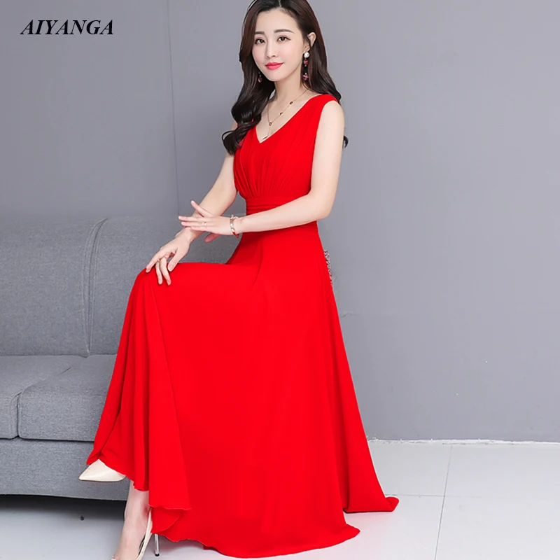 Beach Chiffon Maxi dress Women 2019 Spring Summer Sleeveless Dresses Female Bohemian Style V Neck Solid Color Lady Long Dress
Beach Chiffon Maxi dress Women 2019 Spring Summer Sleeveless Dresses Female Bohemian Style V Neck Solid Color Lady Long Dress