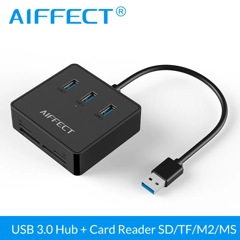 AIFFECT Multi Функция 3 Порты и разъёмы USB разветвитель 0 концентратор Combo Card Reader