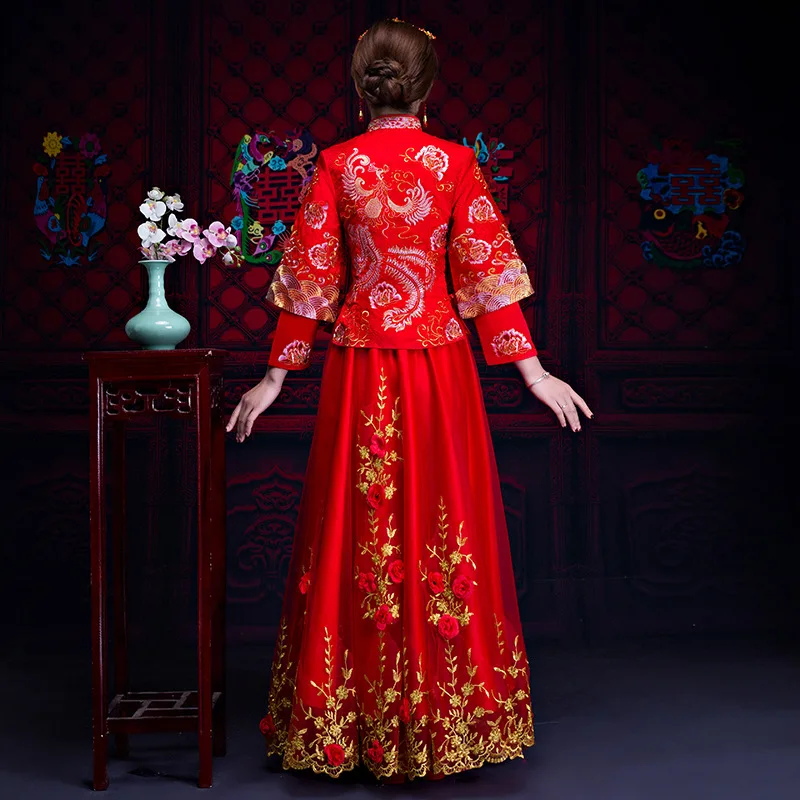 Red Wedding Bride Chinese Style Cheongsam Traditional Lady Long Qipao Embroidery Women's Evening Dress marry Clothes S - XXXL
Red Wedding Bride Chinese Style Cheongsam Traditional Lady Long Qipao Embroidery Women's Evening Dress marry Clothes S - XXXL