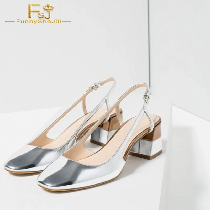 FSJ Mirror Sliver Glitter Slingback Chunky Heel Buckle Women Pumps Leather Square Toe Ladies Office Dress Shoes 2021 Autumn
FSJ Mirror Sliver Glitter Slingback Chunky Heel Buckle Women Pumps Leather Square Toe Ladies Office Dress Shoes 2021 Autumn