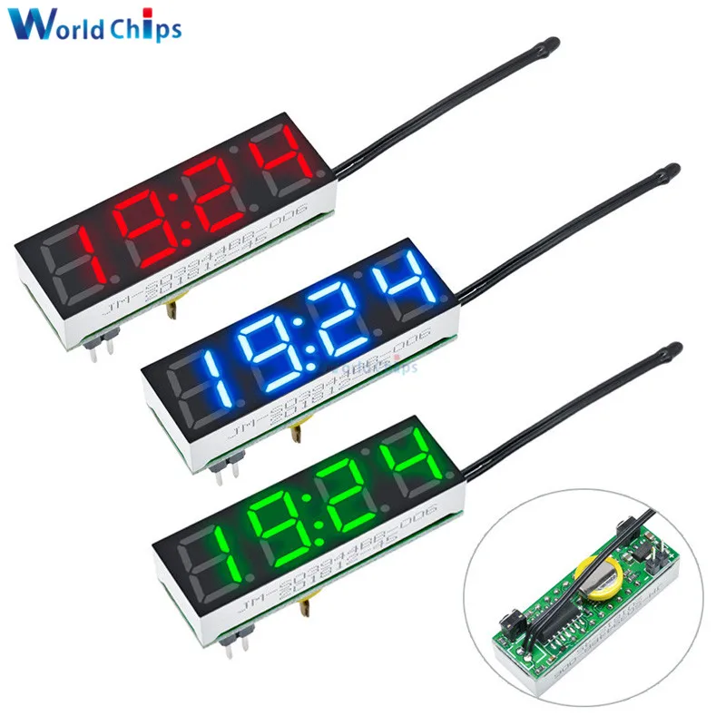 

3 in 1 Diy Digital Clock Temperature Voltage Kit DS3231SN 5-30V DC diy electronic Red Blue Green LED Clock Module For Arduino