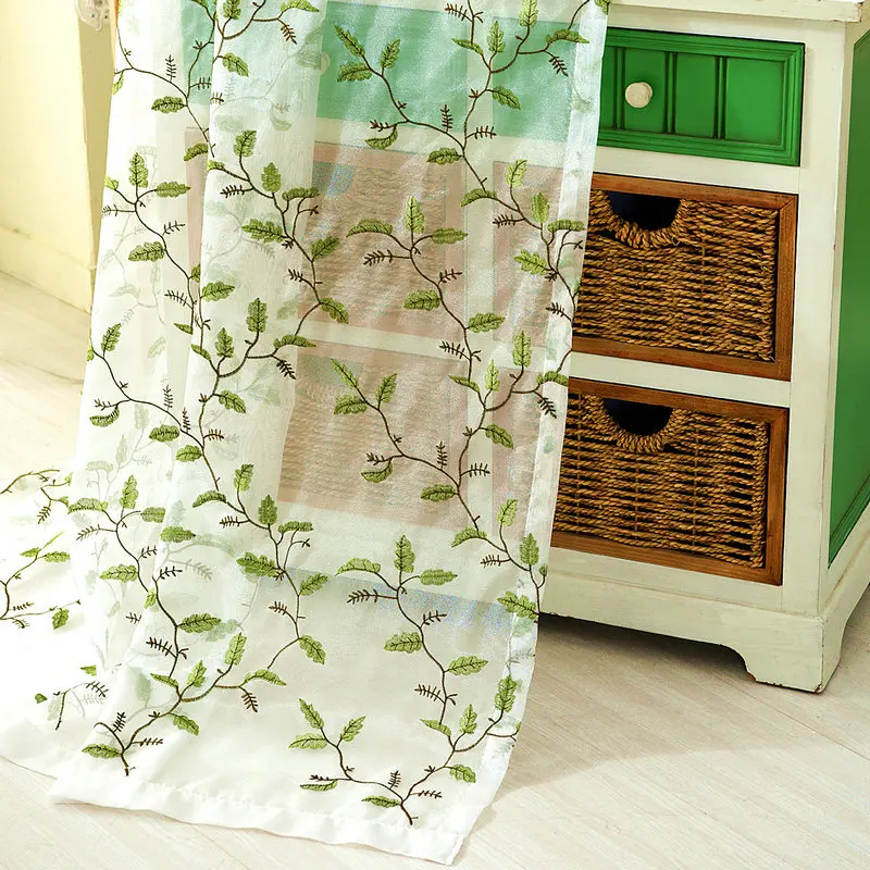 Pastoral Leaves Pattern 100% Polyester Embroidery Tulle For Living Room Bedroom Window Sheer Green/Blue/Orange Voile Ready Made
Pastoral Leaves Pattern 100% Polyester Embroidery Tulle For Living Room Bedroom Window Sheer Green/Blue/Orange Voile Ready Made
