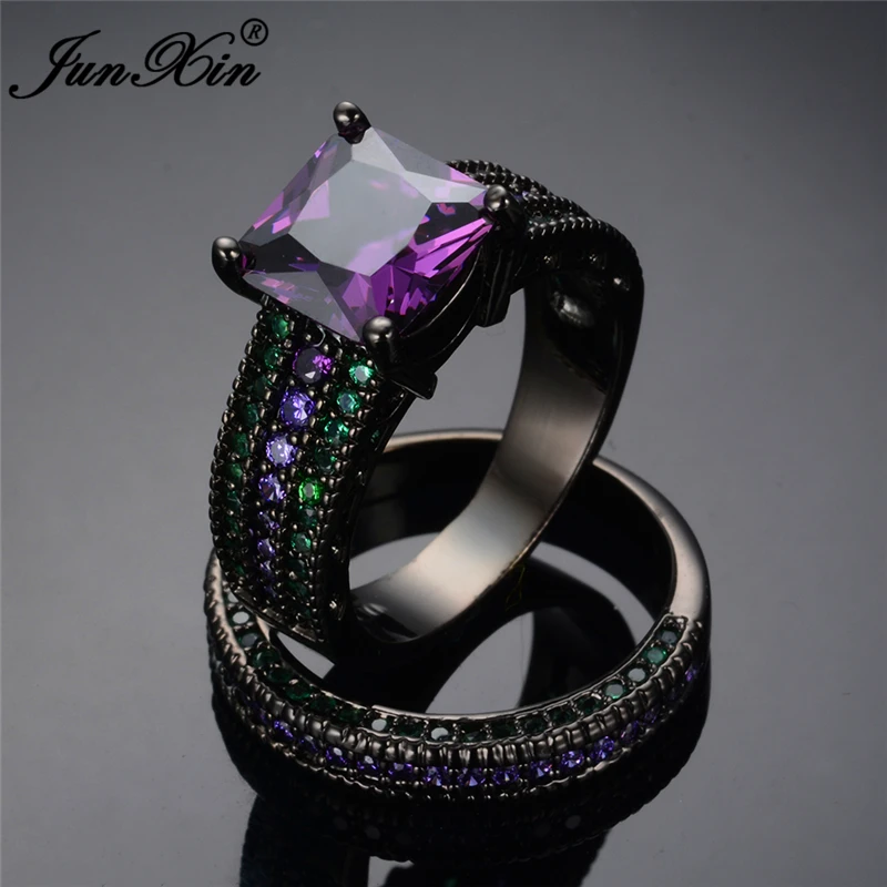 Top Quality Elegant Fashion Purple Green Ring Sets Black Gold Filled Crystal Jewelry Wedding Rings For Women RB0489
Top Quality Elegant Fashion Purple Green Ring Sets Black Gold Filled Crystal Jewelry Wedding Rings For Women RB0489