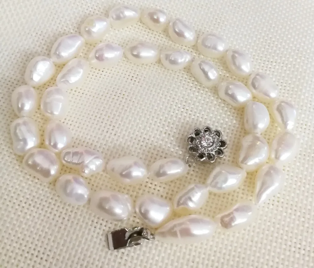 Women Jewelry 11mm White pearl baroque beads handmade necklace rhinestone flower clasp Natural freshwater pearl gift 42cm 17''
Women Jewelry 11mm White pearl baroque beads handmade necklace rhinestone flower clasp Natural freshwater pearl gift 42cm 17''
