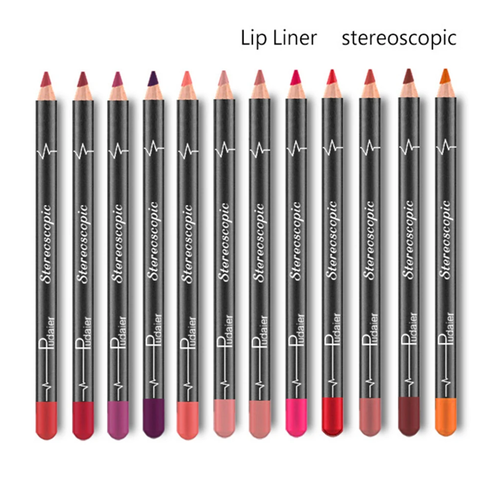 Новый 12 видов цветов Красота Professional Lip liner Водонепроницаемый длительный контур
