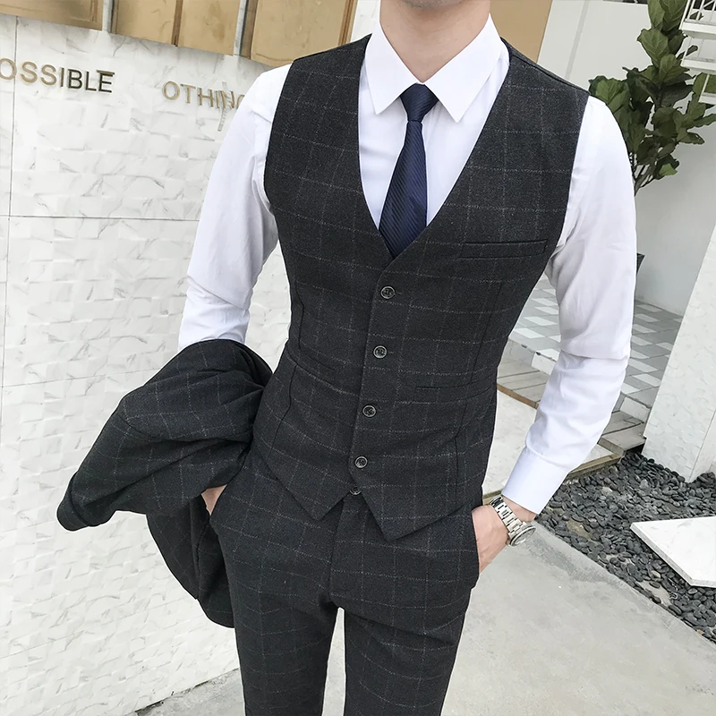 Plaid Men's Vest British Casual Suit Waistcoat Male Single Breasted Vest Man 2018 New Mens Wedding Dress Slim Fit gilet homme
Plaid Men's Vest British Casual Suit Waistcoat Male Single Breasted Vest Man 2018 New Mens Wedding Dress Slim Fit gilet homme