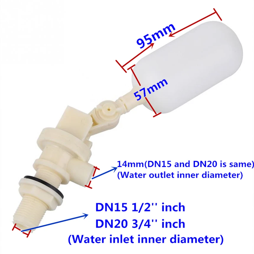 Белый Пластик DN15 1/2 'ɽN20 3/4'' дюймовый Регулируемая автоматического