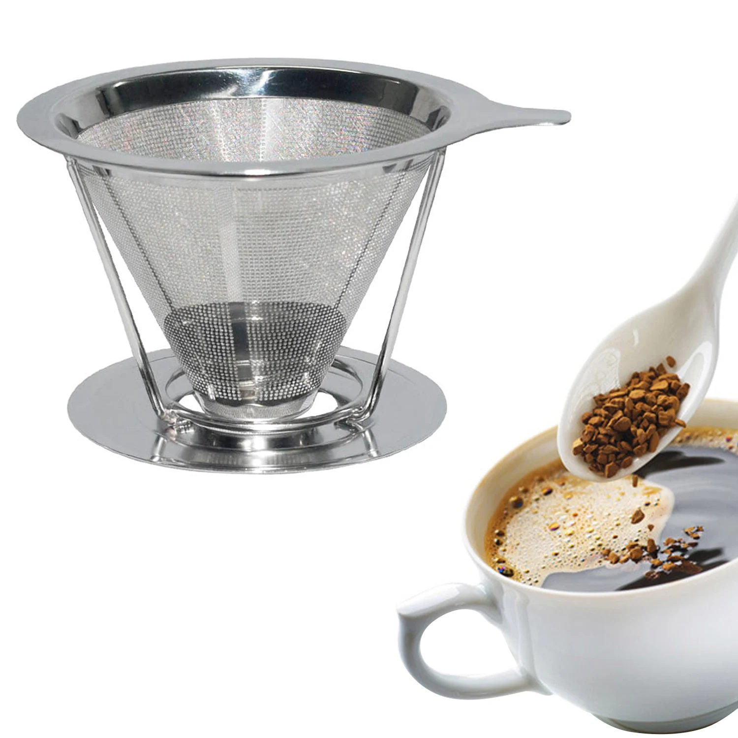 Behogar Reusable Double-layer Stainless Steel Pour Over Coffee Filter Funnel with Bracket for Home Office Apartment Size L
Behogar Reusable Double-layer Stainless Steel Pour Over Coffee Filter Funnel with Bracket for Home Office Apartment Size L