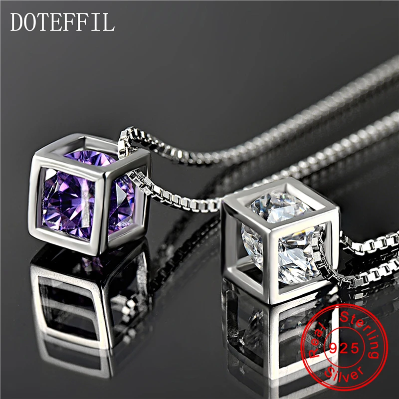 2 Colors Sterling Silver Fashion Square Pendant Necklace AAA Zircon Woman Charm Silver Box Chain Necklace Jewelry
2 Colors Sterling Silver Fashion Square Pendant Necklace AAA Zircon Woman Charm Silver Box Chain Necklace Jewelry