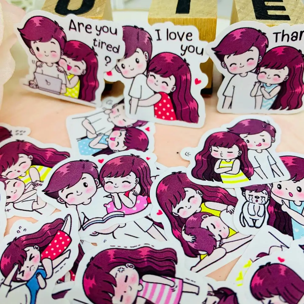 38 pcs Cute couple decorative paper stickers cartoon characters diary stickers DIY stickers children gifts
38 pcs Cute couple decorative paper stickers cartoon characters diary stickers DIY stickers children gifts