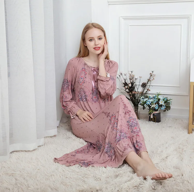 Spring and Autumn Women's Long Sleeve Cotton Modal Long Loose Korean Court Princess Nightdress Nightshirt Home Dress Sleepwear
Spring and Autumn Women's Long Sleeve Cotton Modal Long Loose Korean Court Princess Nightdress Nightshirt Home Dress Sleepwear