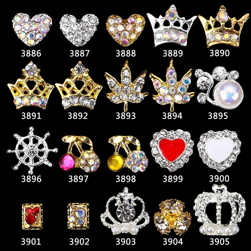 10PCSNail Jewelry Crystal Crown/Heart Gold& Silver Alloy Manicure Tips Clear AB Crystals Rhinestones For 3D Nail Art Decoration
10PCSNail Jewelry Crystal Crown/Heart Gold& Silver Alloy Manicure Tips Clear AB Crystals Rhinestones For 3D Nail Art Decoration