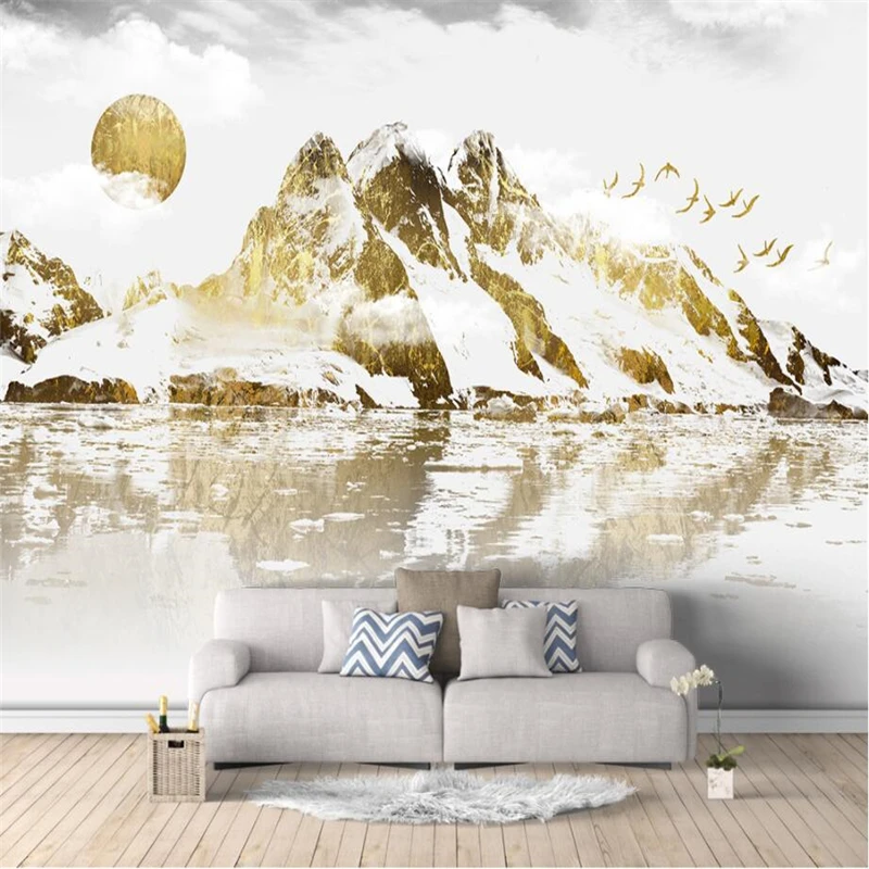 beibehang Custom wallpaper living room bedroom murals Chinese abstract sunrise golden snow mountain Nordic background wall
beibehang Custom wallpaper living room bedroom murals Chinese abstract sunrise golden snow mountain Nordic background wall