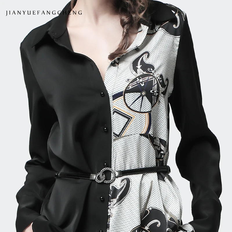 Shirt women early autumn long loose thin belly temperament small shirt black white Printed color long-sleeved European Blouses
Shirt women early autumn long loose thin belly temperament small shirt black white Printed color long-sleeved European Blouses