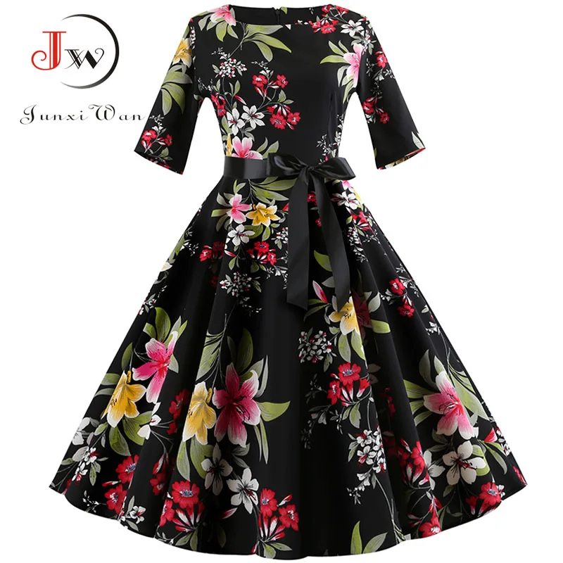 Women Dress Elegant Floral Print Vintage Dress Autumn Winter Half Sleeve Casual Office Party Dresses Vestidos Plus Size
Women Dress Elegant Floral Print Vintage Dress Autumn Winter Half Sleeve Casual Office Party Dresses Vestidos Plus Size