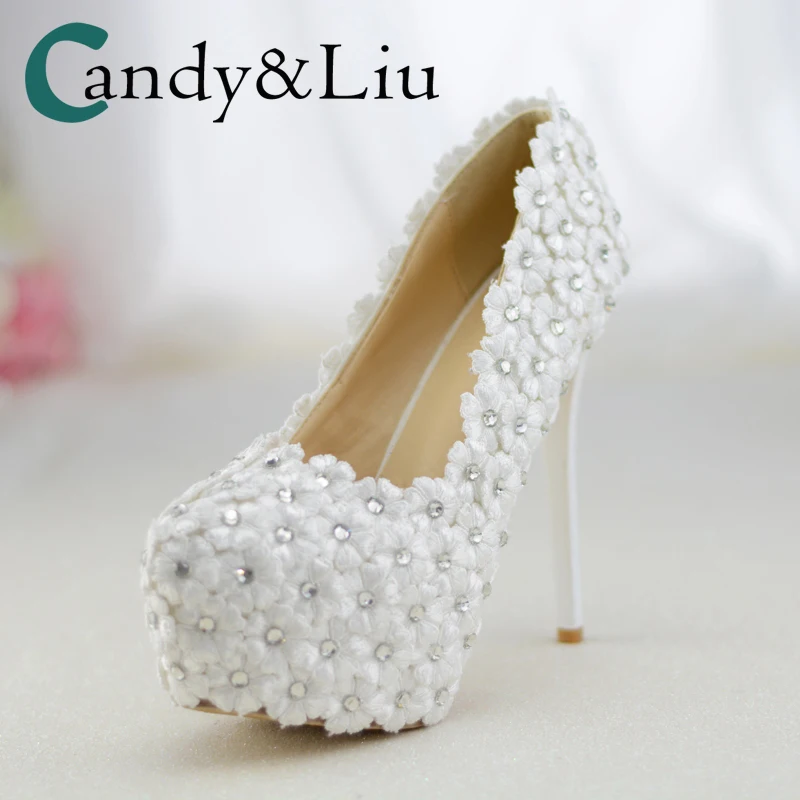 White Lace Flower Wedding Shoes Applique Round Toe Super High Heel with Platform Handmade Women Shoes for Party Banquet
White Lace Flower Wedding Shoes Applique Round Toe Super High Heel with Platform Handmade Women Shoes for Party Banquet