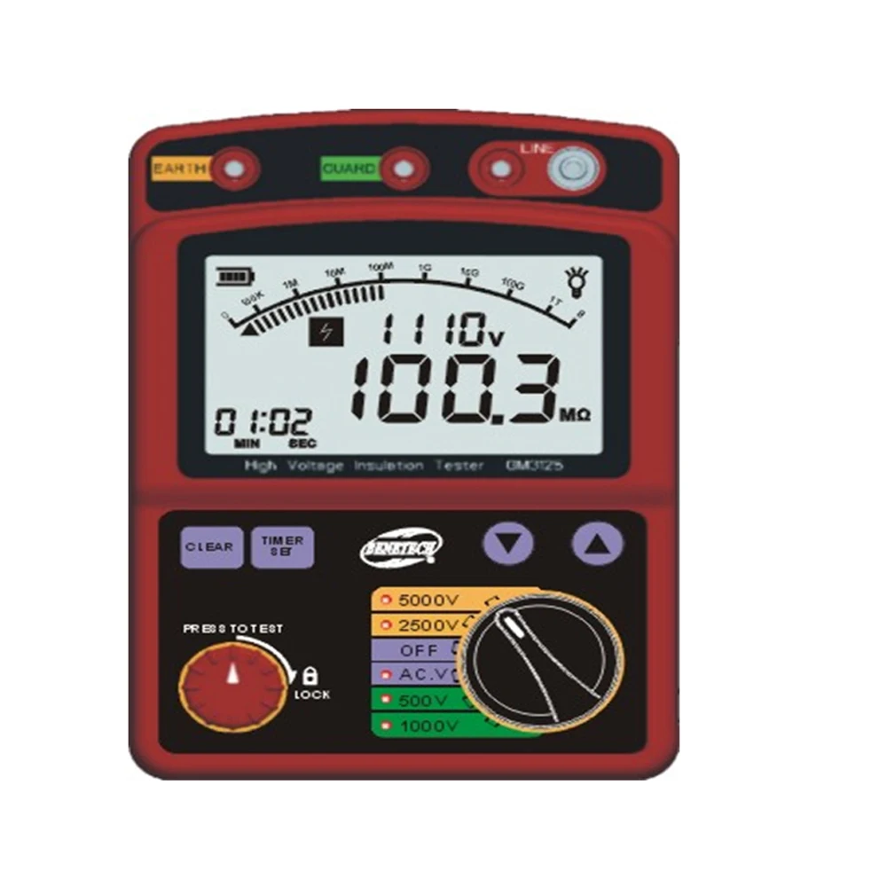High Voltage 5KV Insulation Resistance Tester Meter Megohmmeter 1T Ohm DAR PI GM3125
High Voltage 5KV Insulation Resistance Tester Meter Megohmmeter 1T Ohm DAR PI GM3125