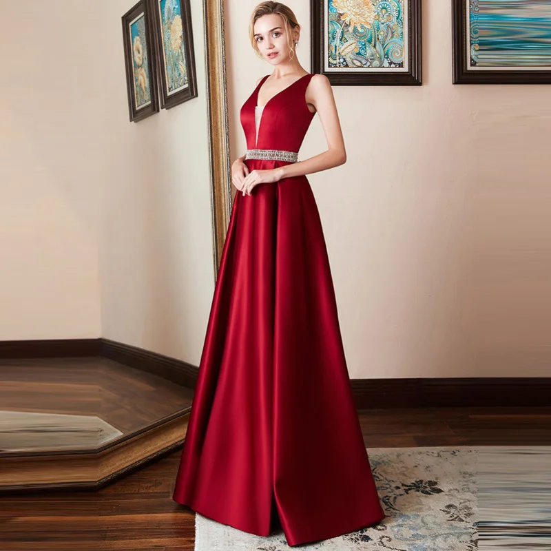 Sexy V Neck Evening Party Dress Women Long Ever Pretty Elegant Formal Maxi Ball Gown Navy Blue Red Sleeveless Vestido De Festa
Sexy V Neck Evening Party Dress Women Long Ever Pretty Elegant Formal Maxi Ball Gown Navy Blue Red Sleeveless Vestido De Festa