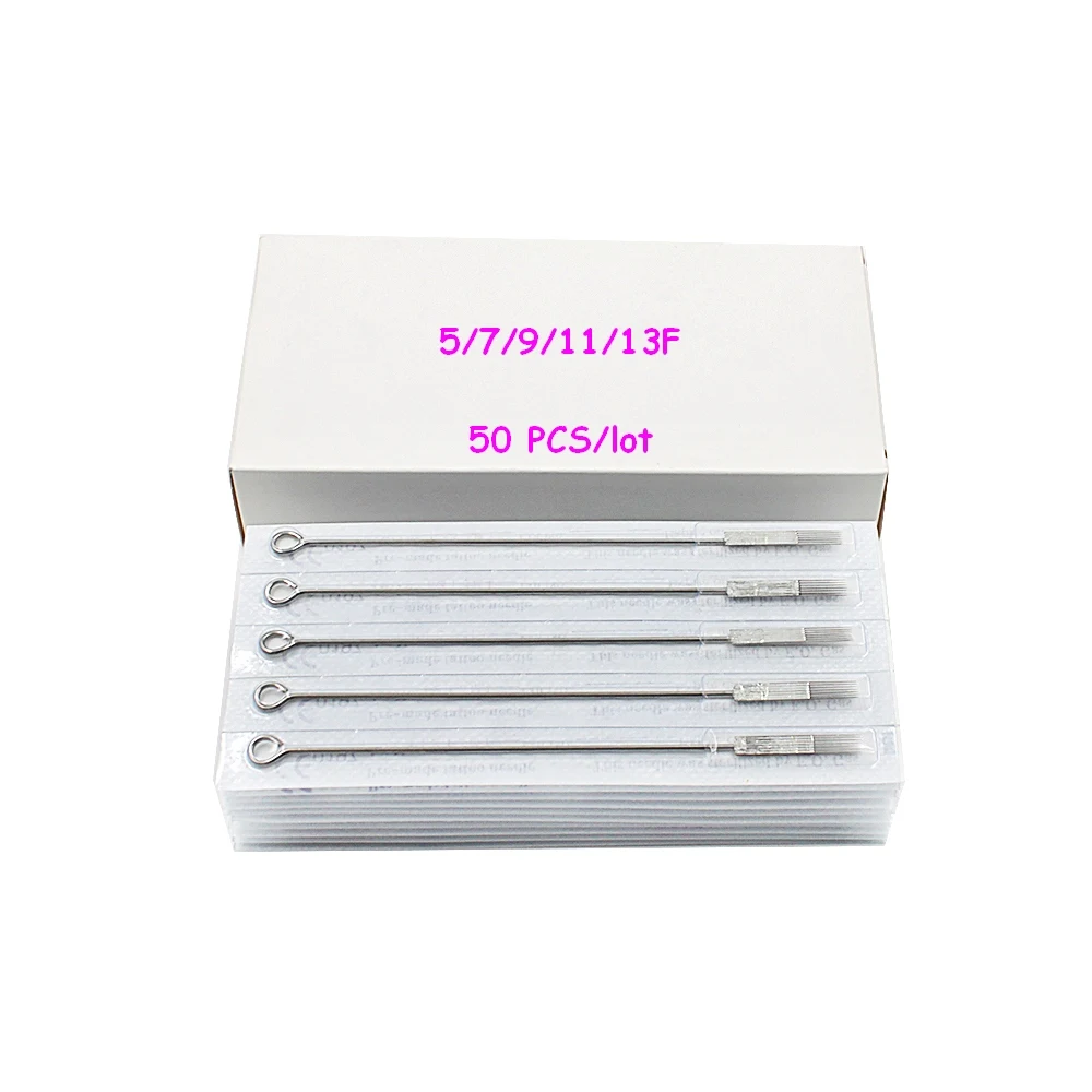50PCS Assorted Sizes 5/7/9/11/13 F Tattoo Needles Flat Shader Sterilized for Rotary Machine Tips Supply
50PCS Assorted Sizes 5/7/9/11/13 F Tattoo Needles Flat Shader Sterilized for Rotary Machine Tips Supply