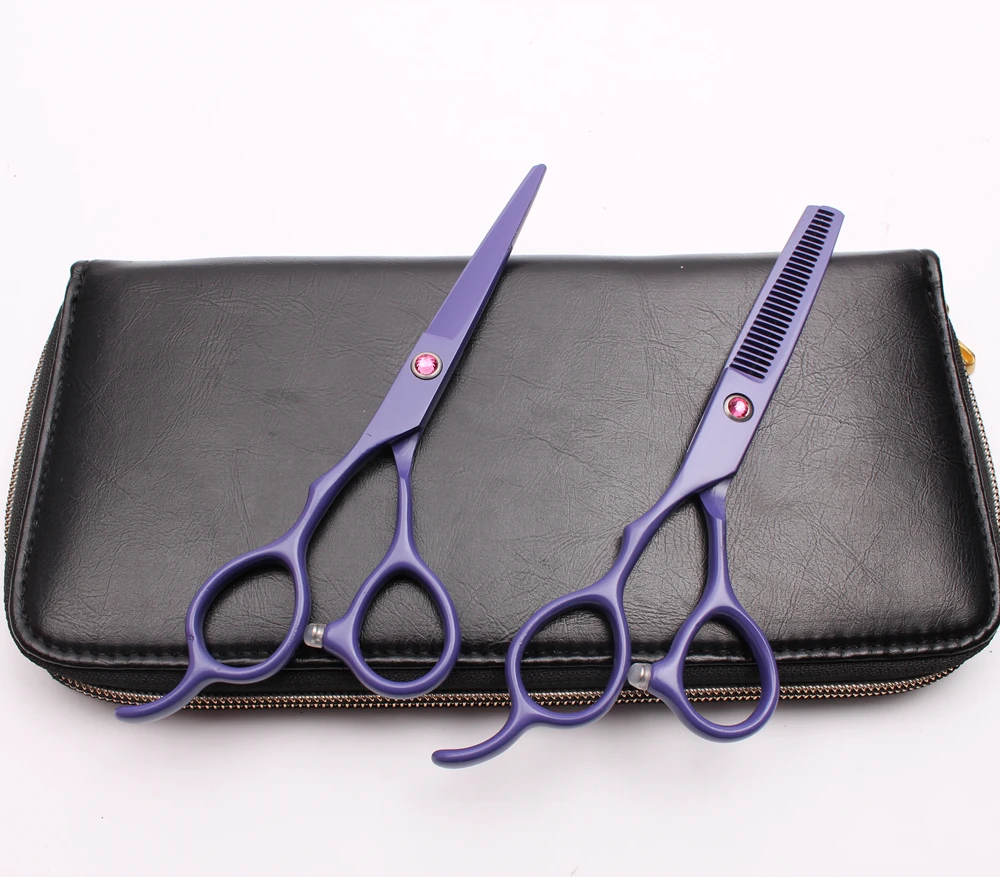 Left-Hand 5.5" Engraving Logo Violet Professional Hairdressing Scissors Cutting Thinning Shears Hair Set C8001 | Красота и