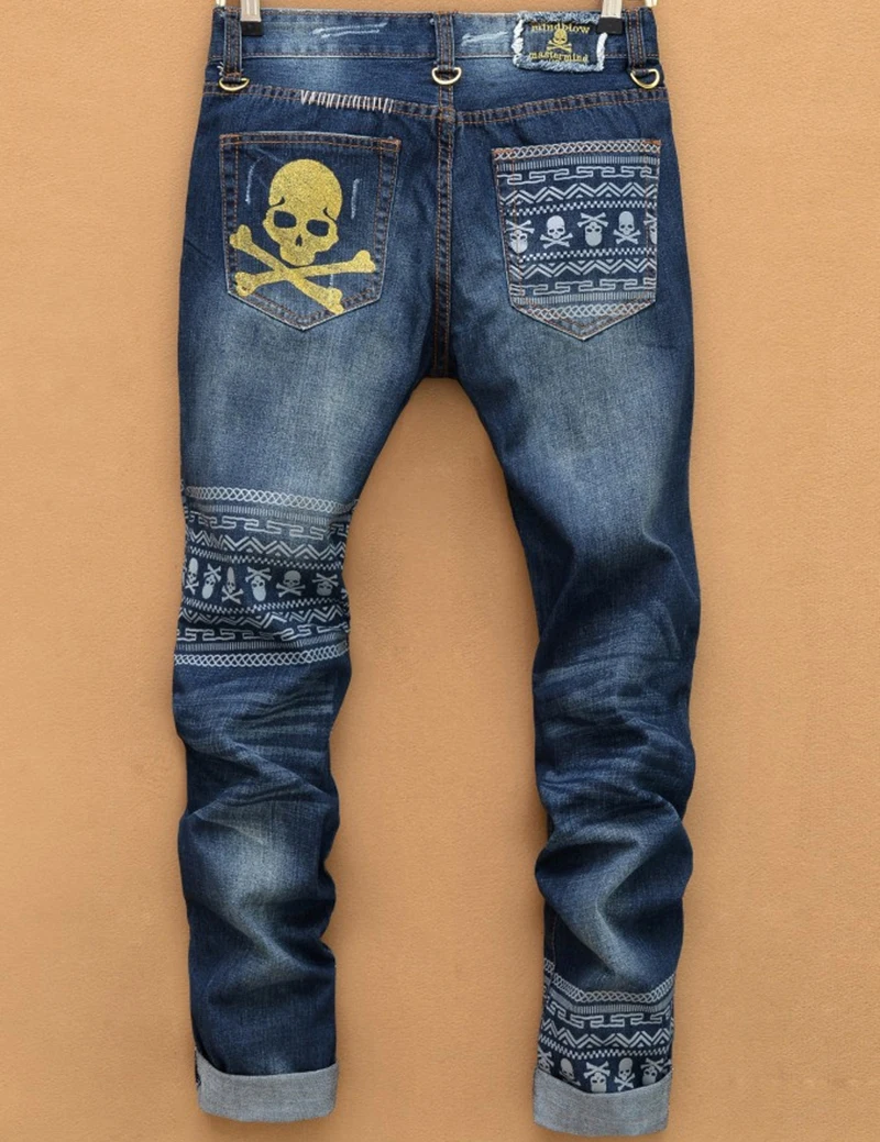Fashion Slim Ripped Jeans For Men Holes Hip-Hop Skull Tearing Male Straight Denim Pants Size 28-38
Fashion Slim Ripped Jeans For Men Holes Hip-Hop Skull Tearing Male Straight Denim Pants Size 28-38