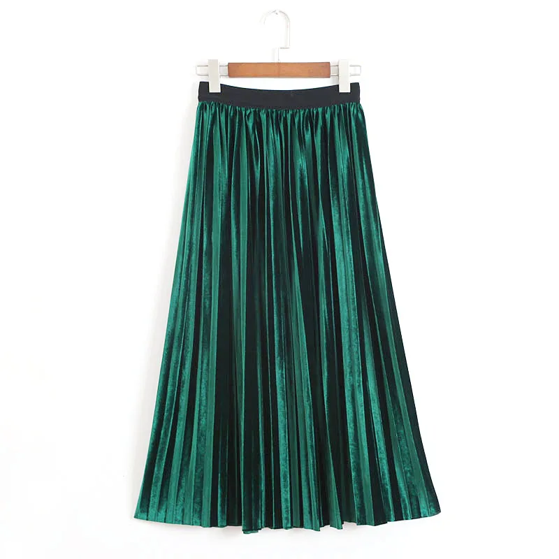 Spring and Autumn female new Korean velvet pleated gold velvet A-shaped solid color wild skirt
Spring and Autumn female new Korean velvet pleated gold velvet A-shaped solid color wild skirt