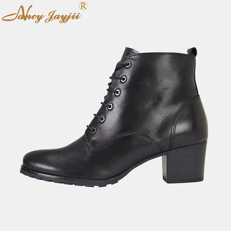 Nancyjayjii Black Leather Classic Women’S Ankle Boots Round Toe Lace Up Zipper High Chunky Heels Winter Booties Female Shoes
Nancyjayjii Black Leather Classic Women’S Ankle Boots Round Toe Lace Up Zipper High Chunky Heels Winter Booties Female Shoes