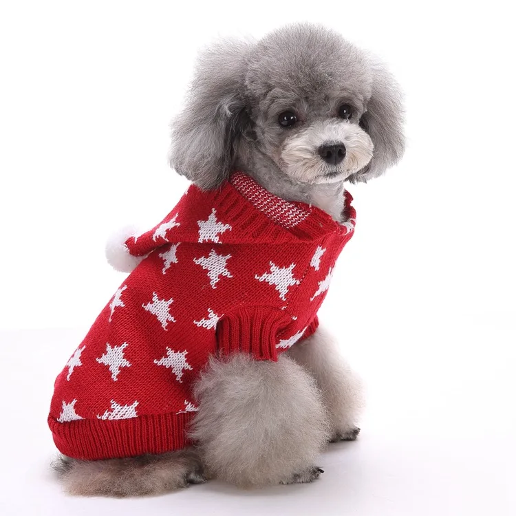 Pet Christmas Sweaters Reindeer Dog Clothes Autumn Striped Sweet Sweater Halloween Snowflakes Winter | Дом и сад