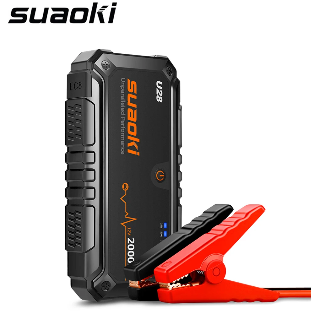 Suaoki U28 2000A пиковый 12 в пусковой стартовый пакет с USB блоком питания светодиодный