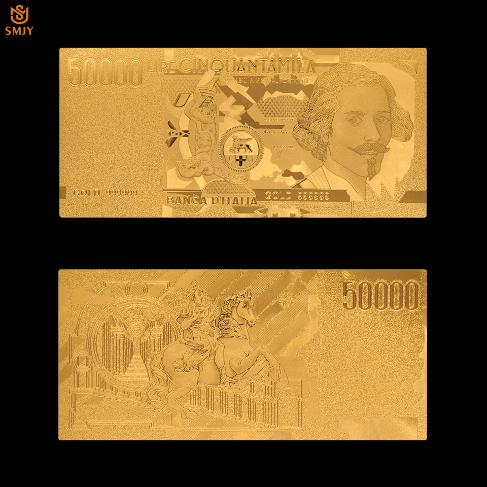 The New 2018 Best Selling Italian Currency 50000 Lira in 24k Gold Plated Paper Money Fake Banknotes Collections
The New 2018 Best Selling Italian Currency 50000 Lira in 24k Gold Plated Paper Money Fake Banknotes Collections