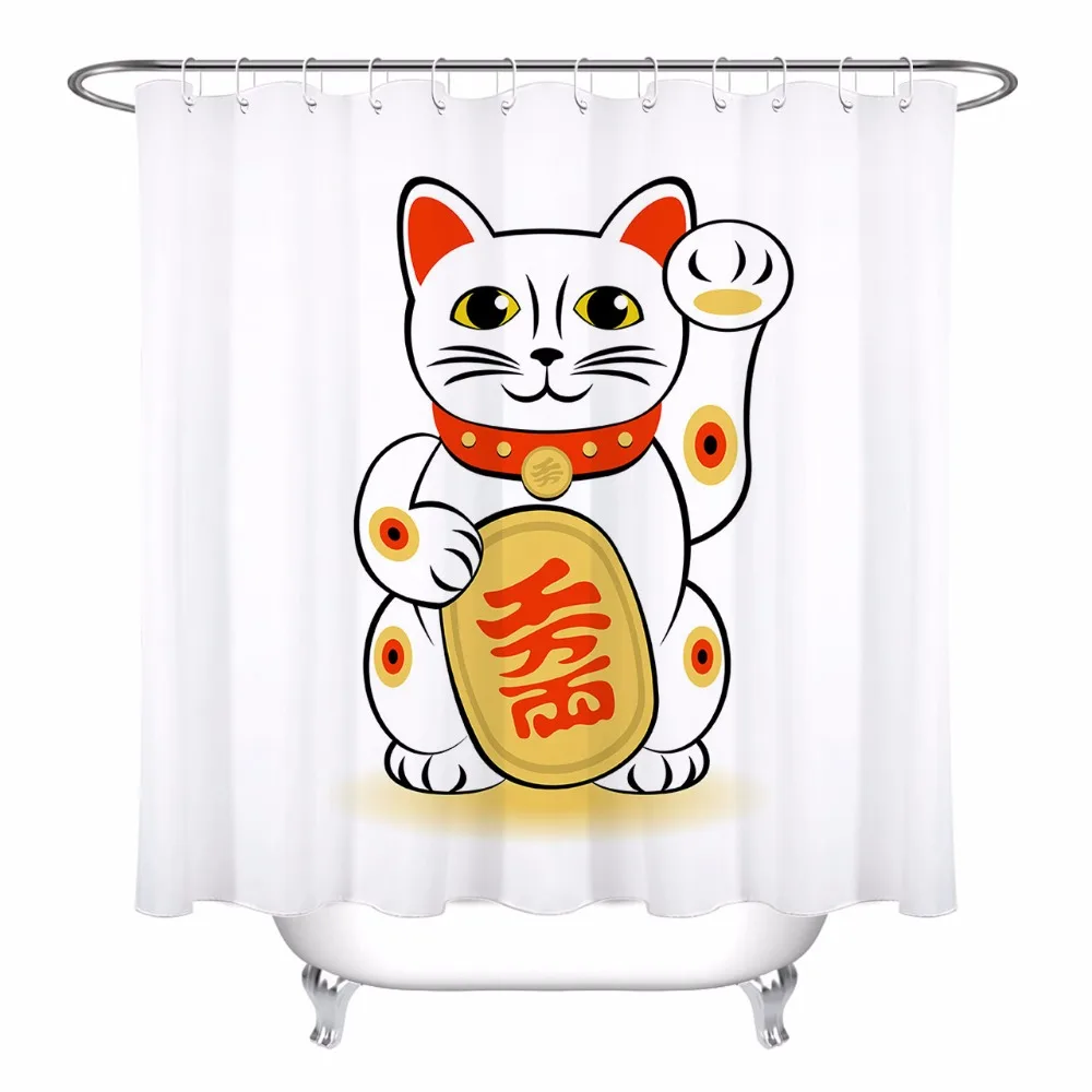 LB Funny Lucky Cat Shower Curtain Animal Bathroom White Waterproof Mildew Resistant Polyester Fabric for Kids Home Bathtub Decor
LB Funny Lucky Cat Shower Curtain Animal Bathroom White Waterproof Mildew Resistant Polyester Fabric for Kids Home Bathtub Decor