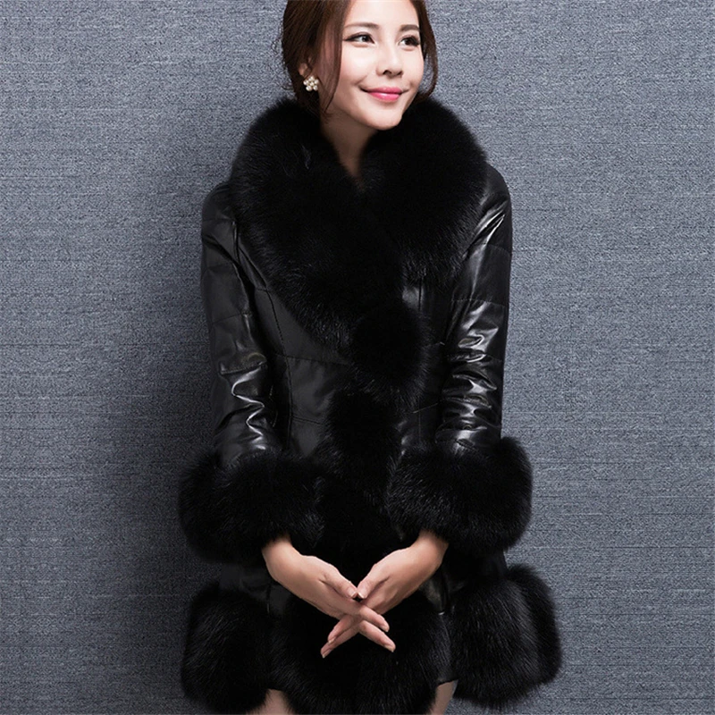 New Women Winter Fashion Long Faux PU Leather Fur Coat Female Fake Fox Fur Collar Slim Overcoat Jacket Outwear Plus Size 4XL X94
New Women Winter Fashion Long Faux PU Leather Fur Coat Female Fake Fox Fur Collar Slim Overcoat Jacket Outwear Plus Size 4XL X94